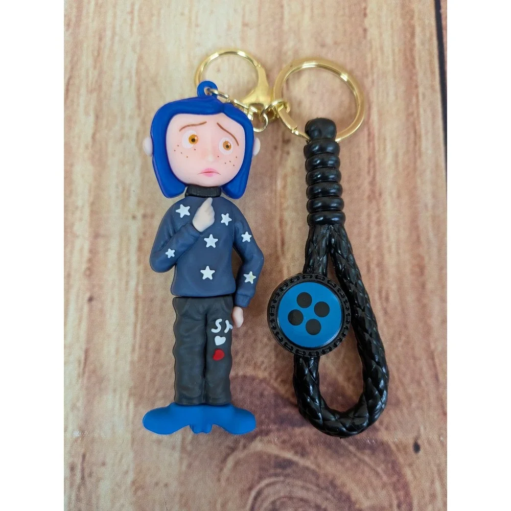 Coraline Mood Doll Button Eyes 3D Keychain - Charm Fantasy Movie‎ Character